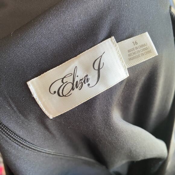 Eliza J Tuxedo Wrap Surplice V-Neck Scuba Crepe Tie Waist Long Sleeve Dress - Picture 7 of 10